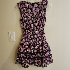 Floral Ruffle Zip Up Dress